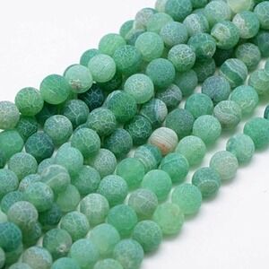 8MM Sea Foam Green Weathered Agate Beads-ONE Gemstone Bead Strand-Crafts NWT